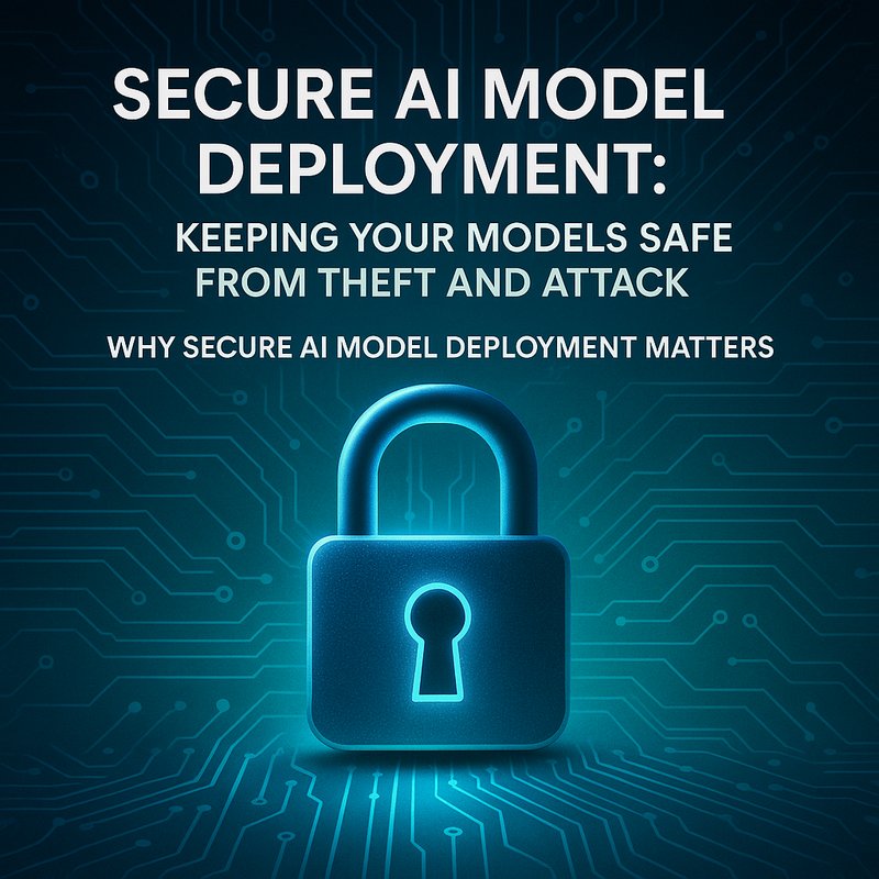 Secure AI Model Deployment diagram showing encryption, signing, access control, and endpoint hardening