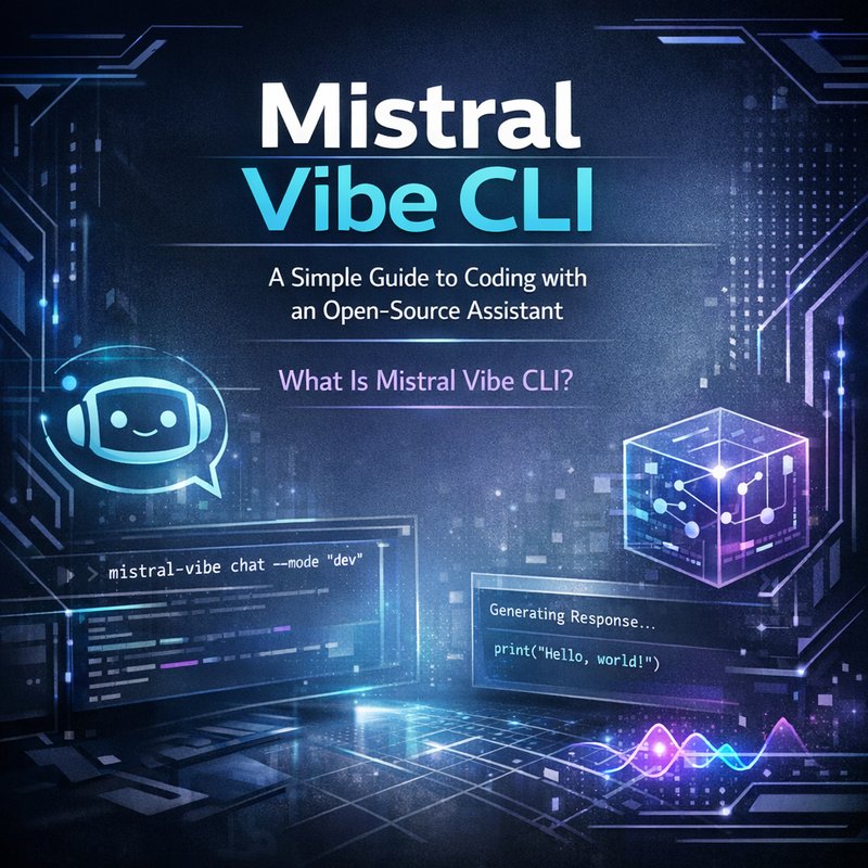 Mistral Vibe CLI interface showing code suggestions with Mistral Vibe CLI keyphrase