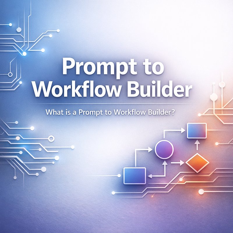 Prompt to Workflow Builder featured image showing a workflow diagram and the phrase Prompt to Workflow Builder