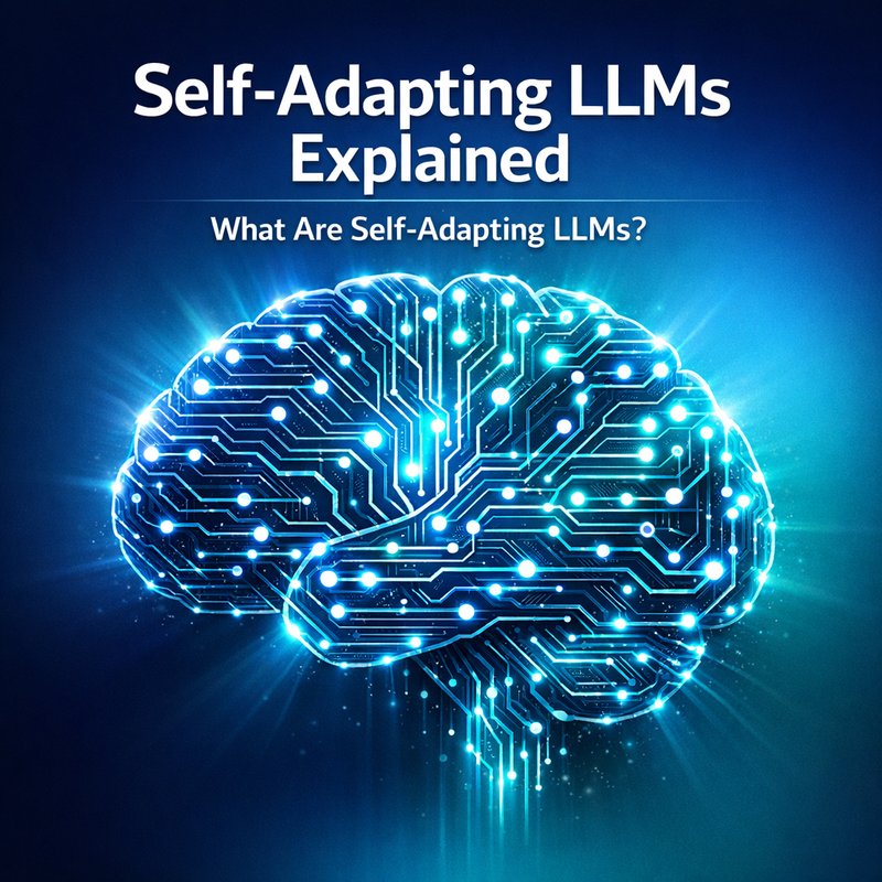 Self‑adapting LLMs concept illustration showing a model updating itself