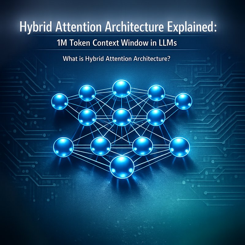 Hybrid Attention Architecture diagram showing 1M token context window