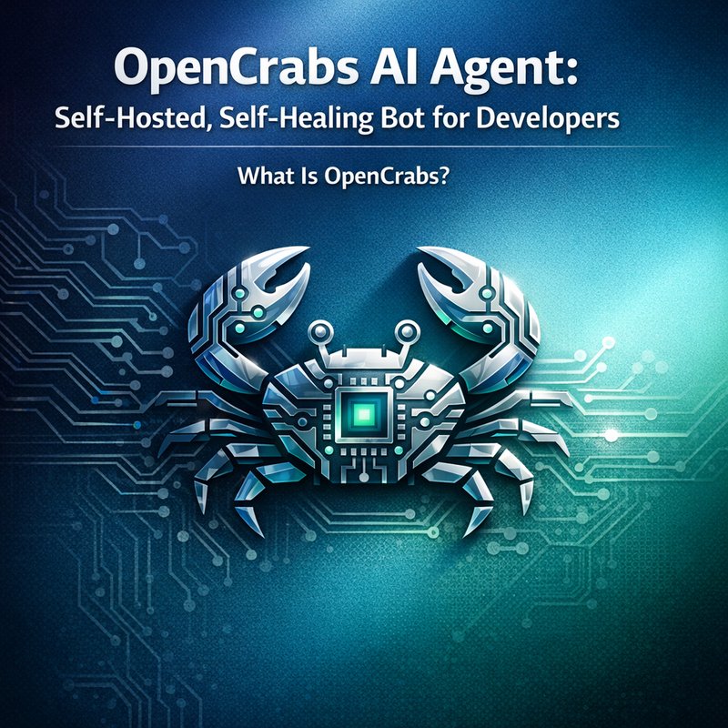 OpenCrabs AI agent architecture diagram showing user, CLI, TUI, LLM providers, tool calls, and self‑healing components