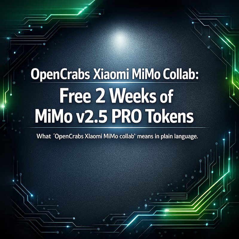 OpenCrabs Xiaomi MiMo collab free tokens June 12 to June 26 with MiMo v2.5 PRO