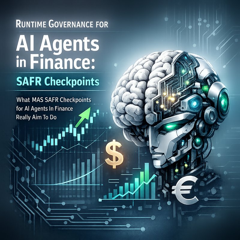 SAFR checkpoints for AI agents in finance runtime governance diagram with policy gate and evidence logs
