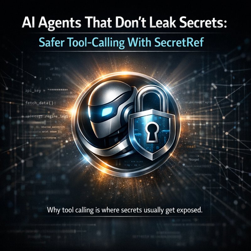 AI Agents That Don’t Leak Secrets Safer Tool-Calling With SecretRef diagram showing secret boundary and redaction flow